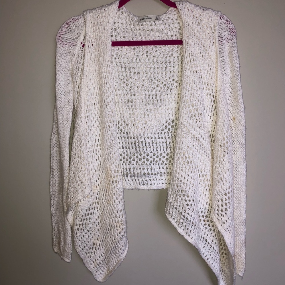 white crochet cardigan